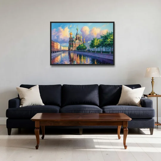 Spilled Blood Splendor - Black Framed Canvas Wall Art - Sofa - 36x24
