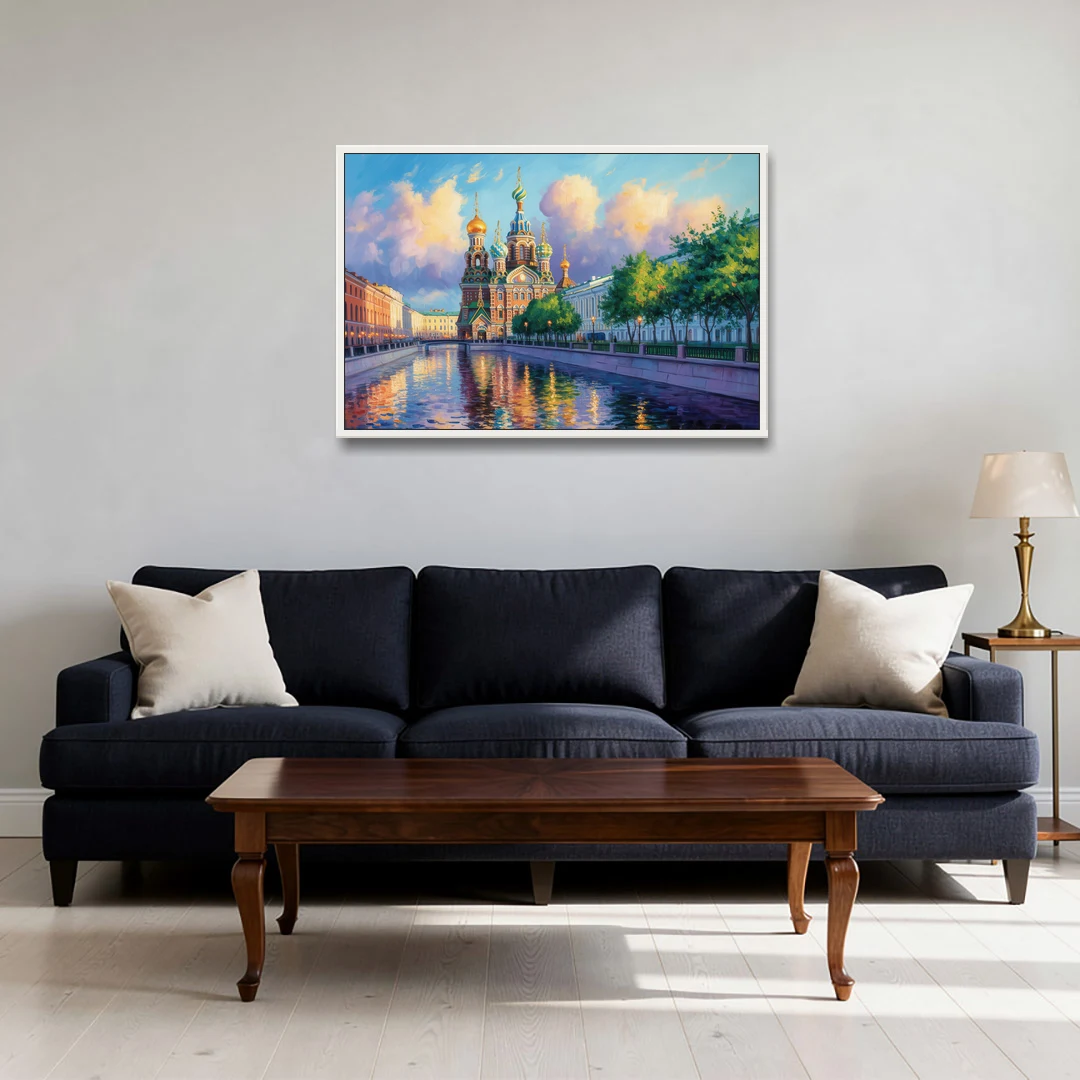 Spilled Blood Splendor - White Framed Canvas Wall Art - Sofa - 36x24