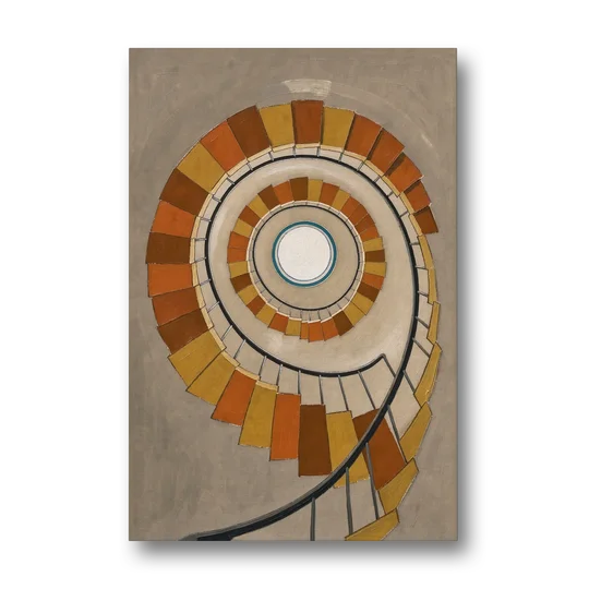Spiral Staircase Art Rising to a Round Skylight - Canvas Wall Art - Front