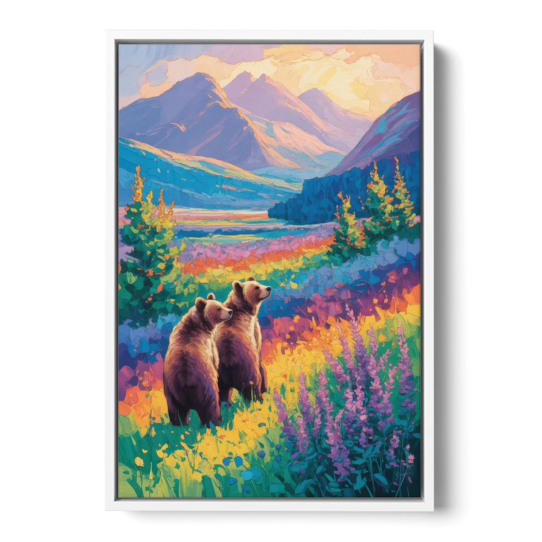 Splendid Bear Mountain Vista - White Framed Canvas Wall Art - Front