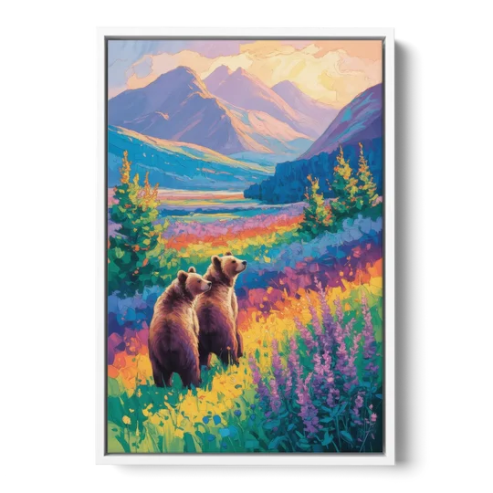 Splendid Bear Mountain Vista - White Framed Canvas Wall Art - Front