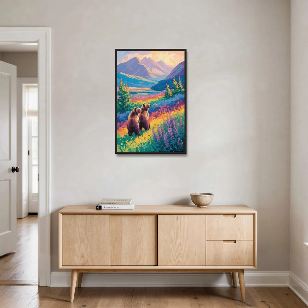 Splendid Bear Mountain Vista - Black Framed Canvas Wall Art - Coffee Table - 24x36