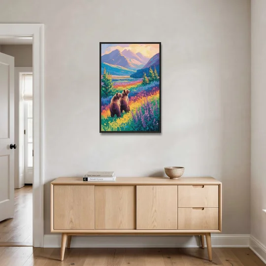 Splendid Bear Mountain Vista - Black Framed Canvas Wall Art - Coffee Table - 24x36