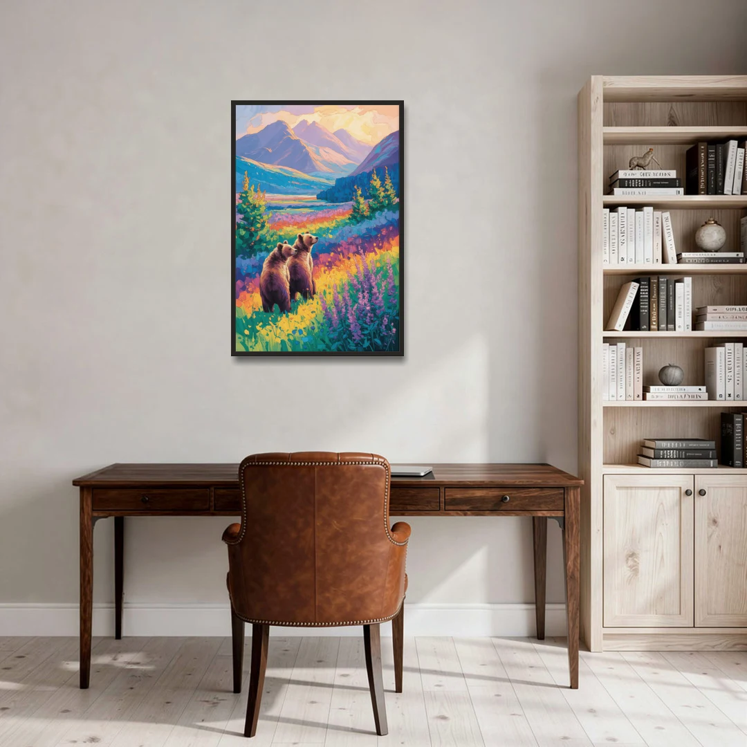Splendid Bear Mountain Vista - Black Framed Canvas Wall Art - Office - 24x36