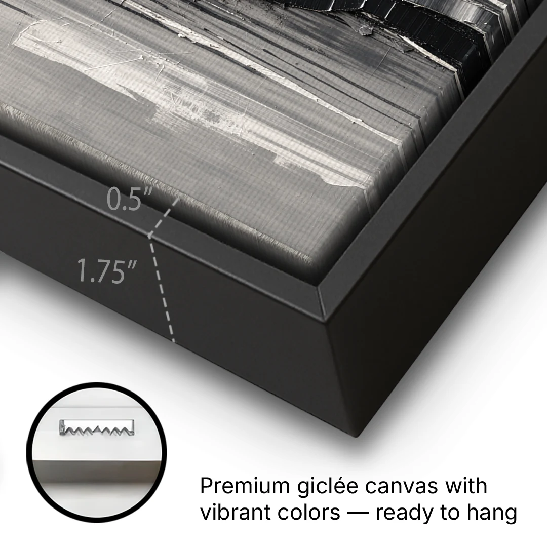 Split Black Column for a Men's Office - Black Framed Canvas Wall Art - Gallery Wrap Corner