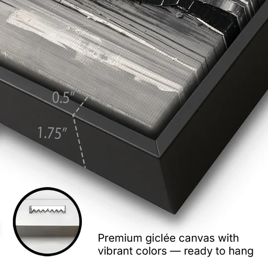 Split Black Column for a Men's Office - Black Framed Canvas Wall Art - Gallery Wrap Corner
