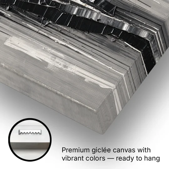 Split Black Column for a Men's Office - Canvas Wall Art - Gallery Wrap Corner