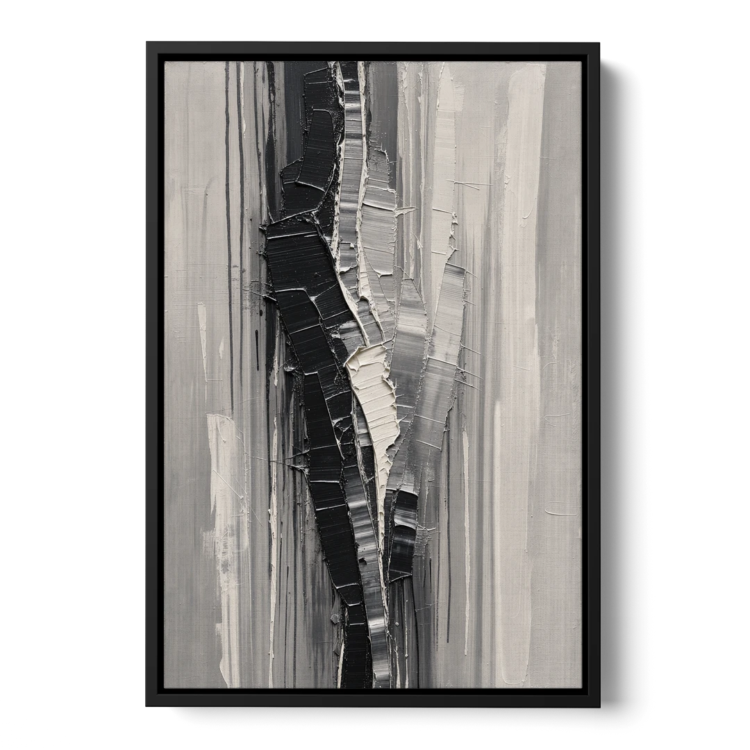 Split Black Column for a Men's Office - Black Framed Canvas Wall Art - Front