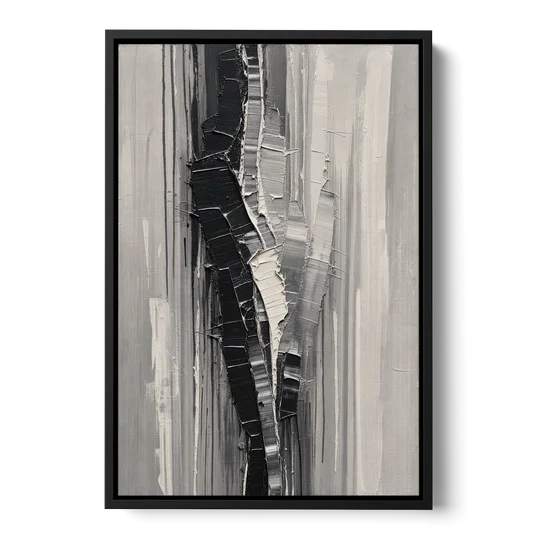 Split Black Column for a Men's Office - Black Framed Canvas Wall Art - Front