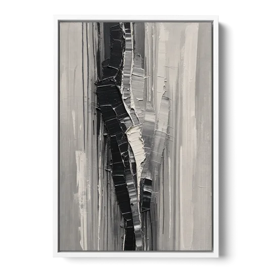 Split Black Column for a Men's Office - White Framed Canvas Wall Art - Front