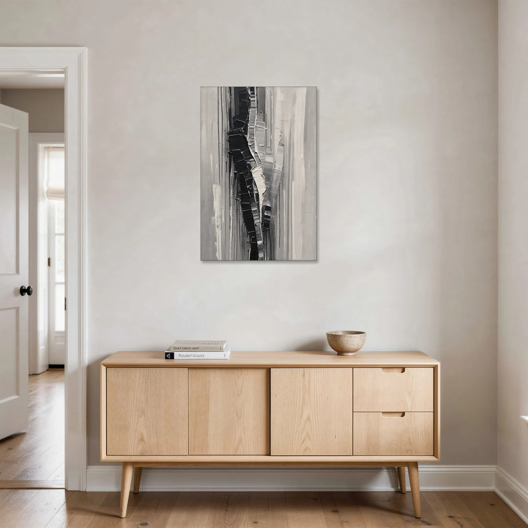 Split Black Column for a Men's Office - Canvas Wall Art - Coffee Table - 24x36