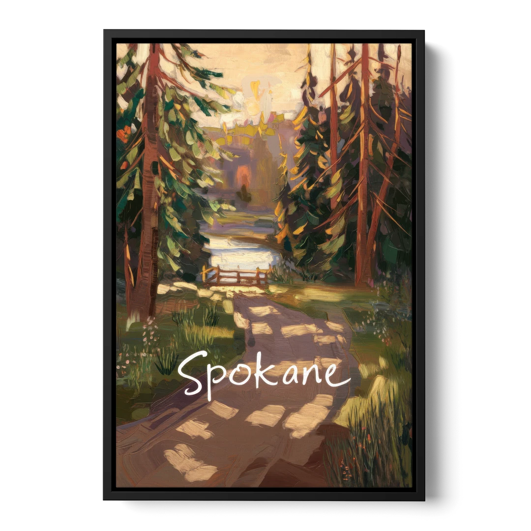 Spokane Nature Trails - Black Framed Canvas Wall Art - Front