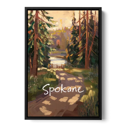 Spokane Nature Trails - Black Framed Canvas Wall Art - Front