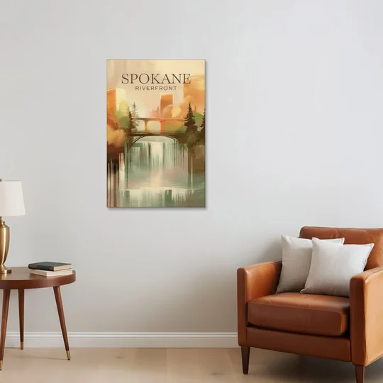 Spokane Riverfront Views - Canvas Wall Art - Sofa - 24x36