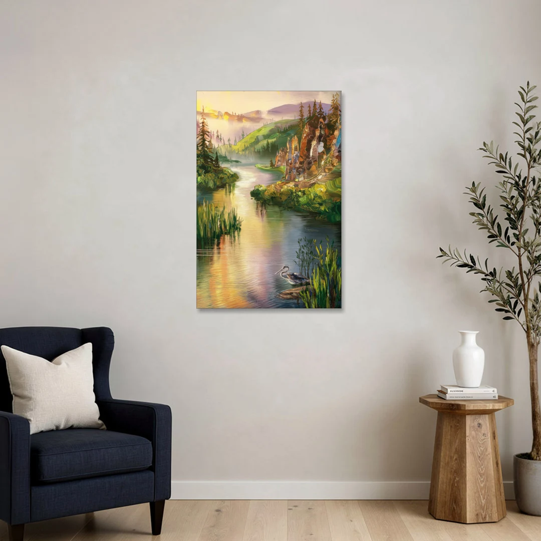 Spokane Scenic River - Canvas Wall Art - Sofa - 24x36