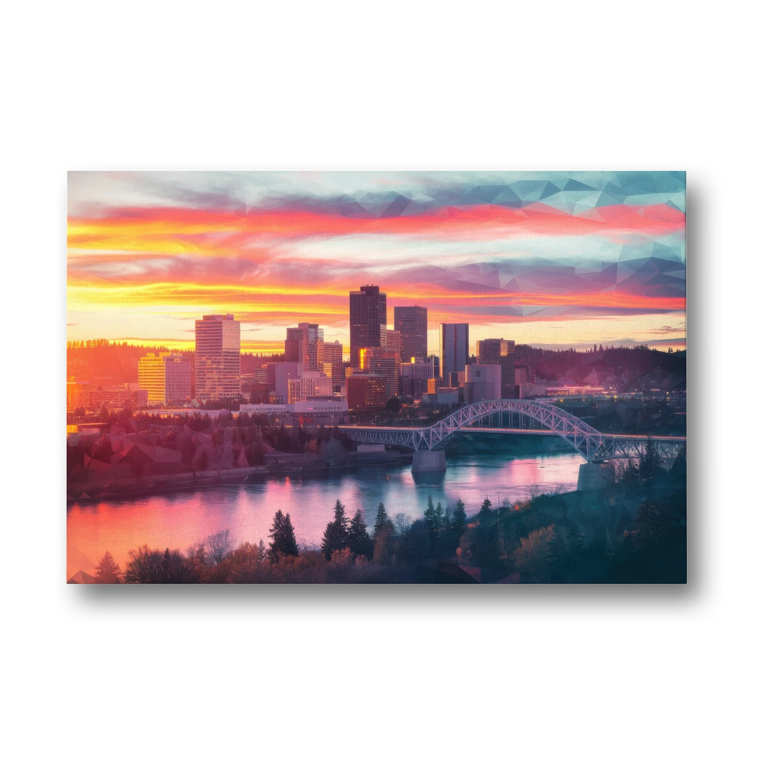 Spokane Skyline Sunset - Canvas Wall Art - Front
