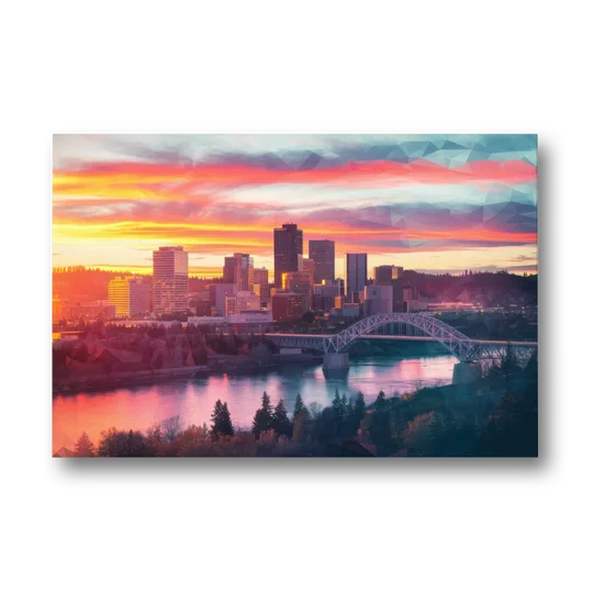 Spokane Skyline Sunset - Canvas Wall Art - Front