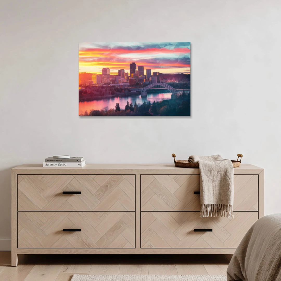 Spokane Skyline Sunset - Canvas Wall Art - Coffee Table - 36x24