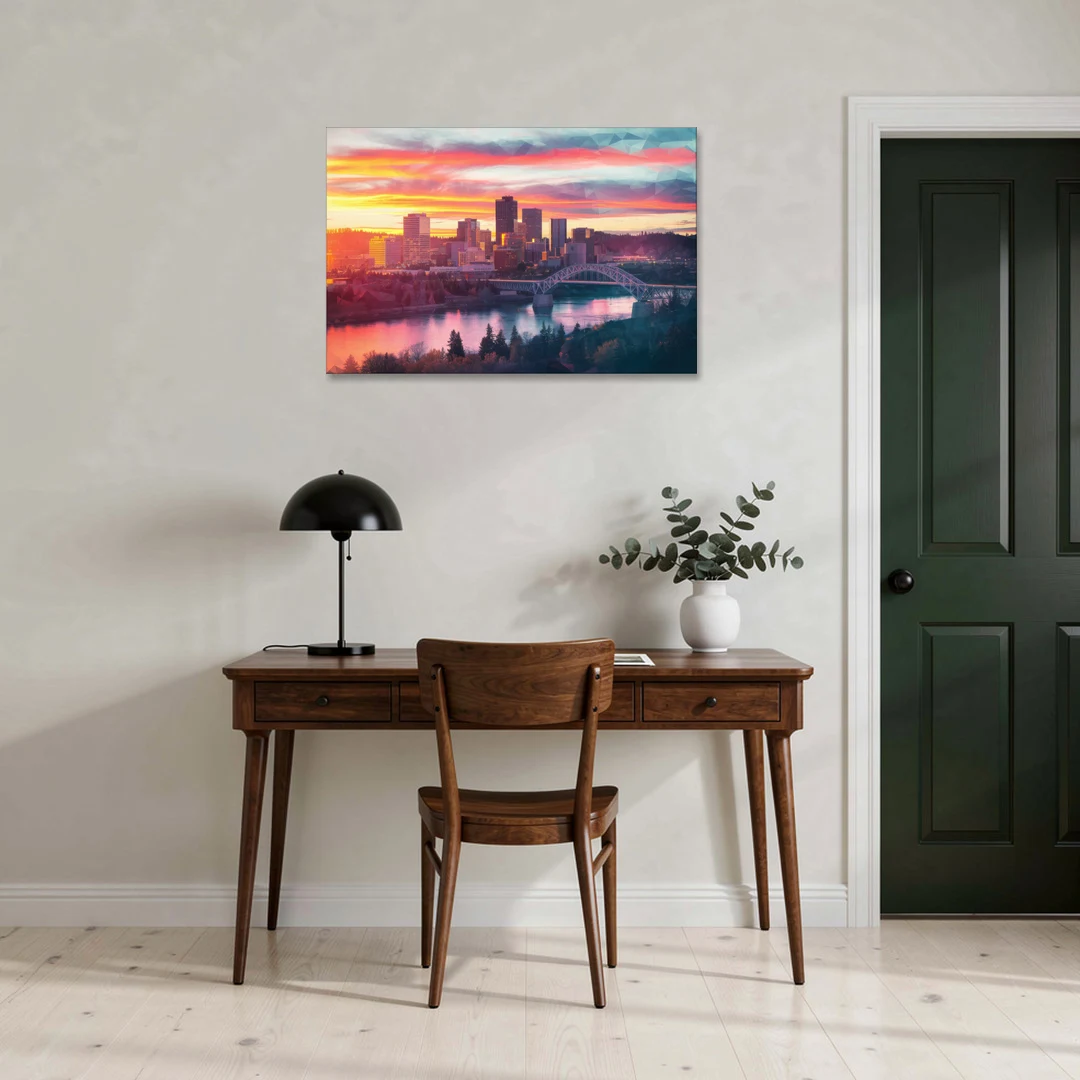 Spokane Skyline Sunset - Canvas Wall Art - Office - 36x24