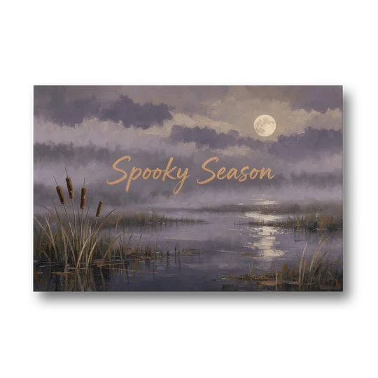 Spooky Halloween Canvas of a Moonlit Marsh - Canvas Wall Art - Front
