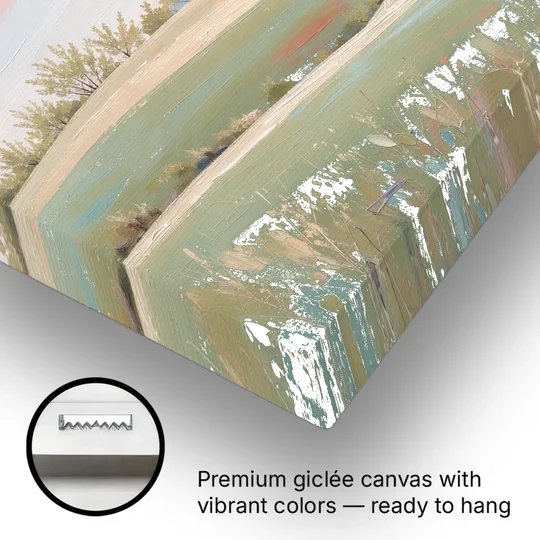 Spring Hills Under a Blush Morning for the Guest Bedroom - Canvas Wall Art - Gallery Wrap Corner