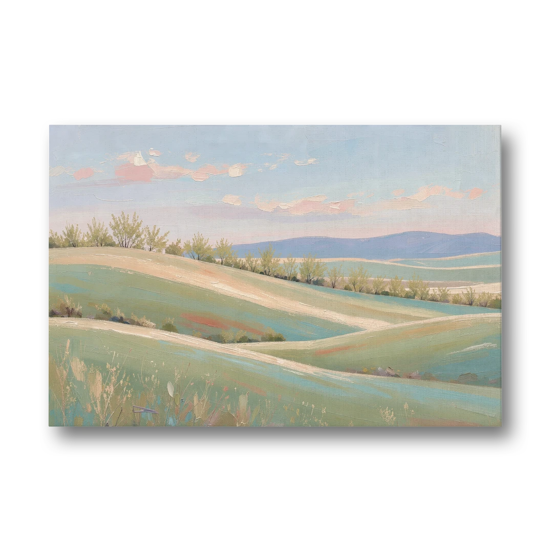 Spring Hills Under a Blush Morning for the Guest Bedroom - Canvas Wall Art - Front
