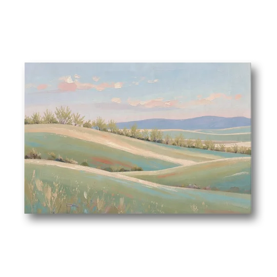 Spring Hills Under a Blush Morning for the Guest Bedroom - Canvas Wall Art - Front