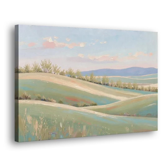 Spring Hills Under a Blush Morning for the Guest Bedroom - Canvas Wall Art - Side