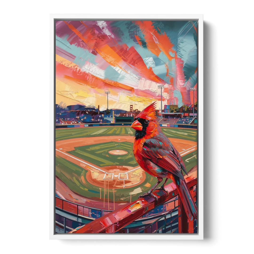 Springfield Cardinals Tribute - White Framed Canvas Wall Art - Front
