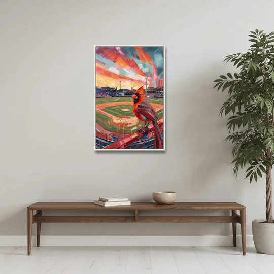 Springfield Cardinals Tribute - White Framed Canvas Wall Art - Coffee Table - 24x36