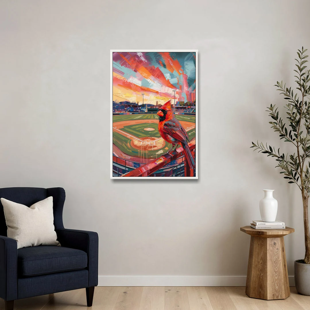 Springfield Cardinals Tribute - White Framed Canvas Wall Art - Sofa - 24x36