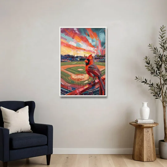 Springfield Cardinals Tribute - White Framed Canvas Wall Art - Sofa - 24x36