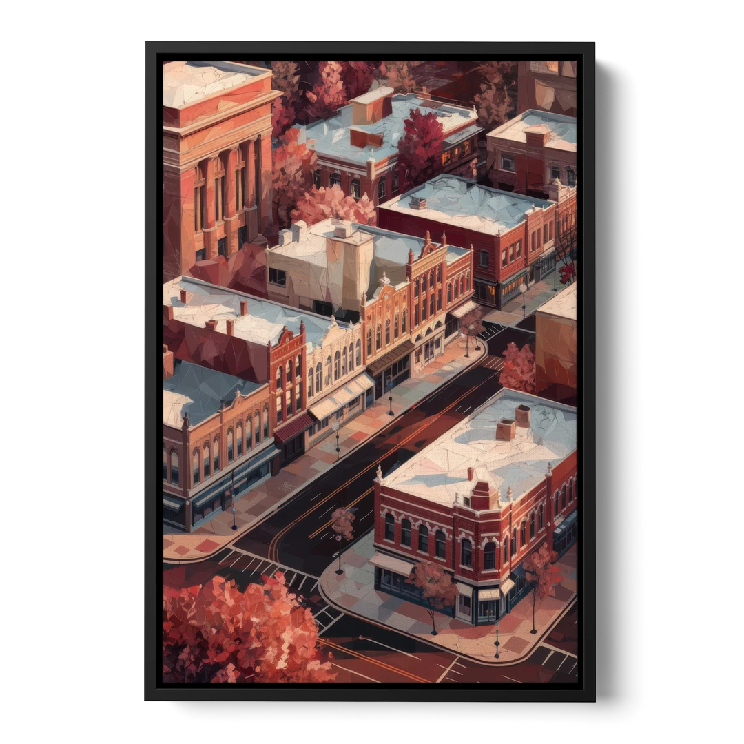 Springfield Historic Downtown - Black Framed Canvas Wall Art - Front
