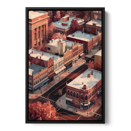 Springfield Historic Downtown - Black Framed Canvas Wall Art - Front