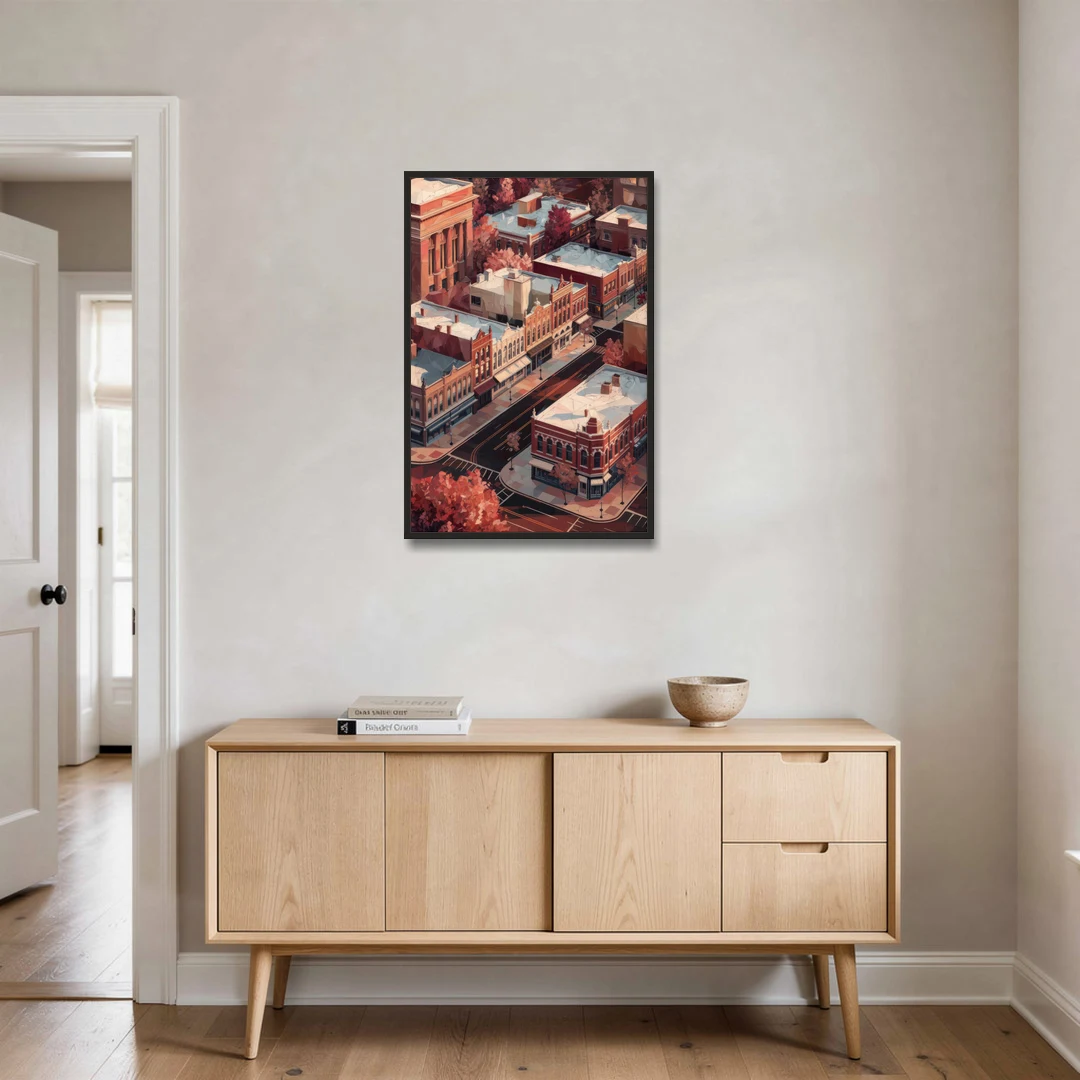 Springfield Historic Downtown - Black Framed Canvas Wall Art - Coffee Table - 24x36