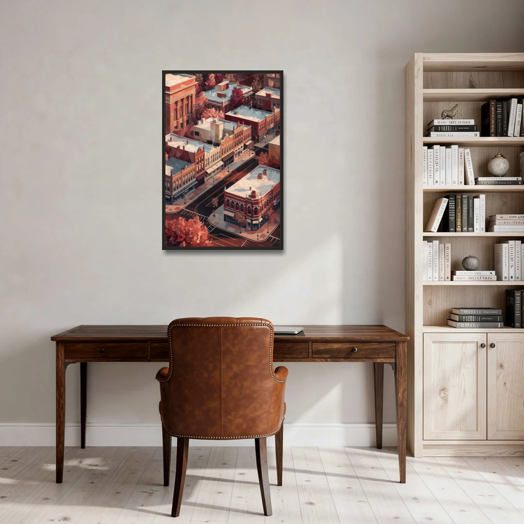 Springfield Historic Downtown - Black Framed Canvas Wall Art - Office - 24x36