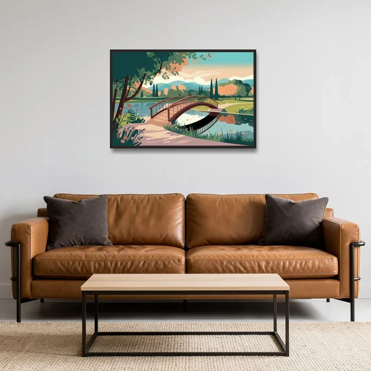 Springfield Parks And Trails - Black Framed Canvas Wall Art - Sofa - 36x24