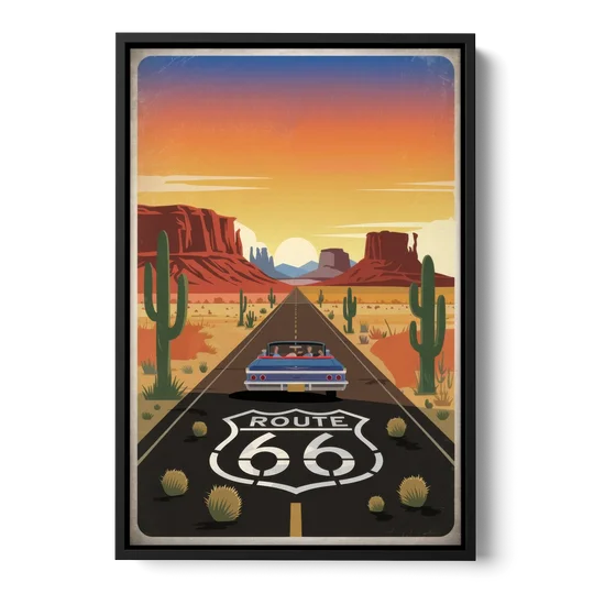 Springfield Route 66 - Black Framed Canvas Wall Art - Front