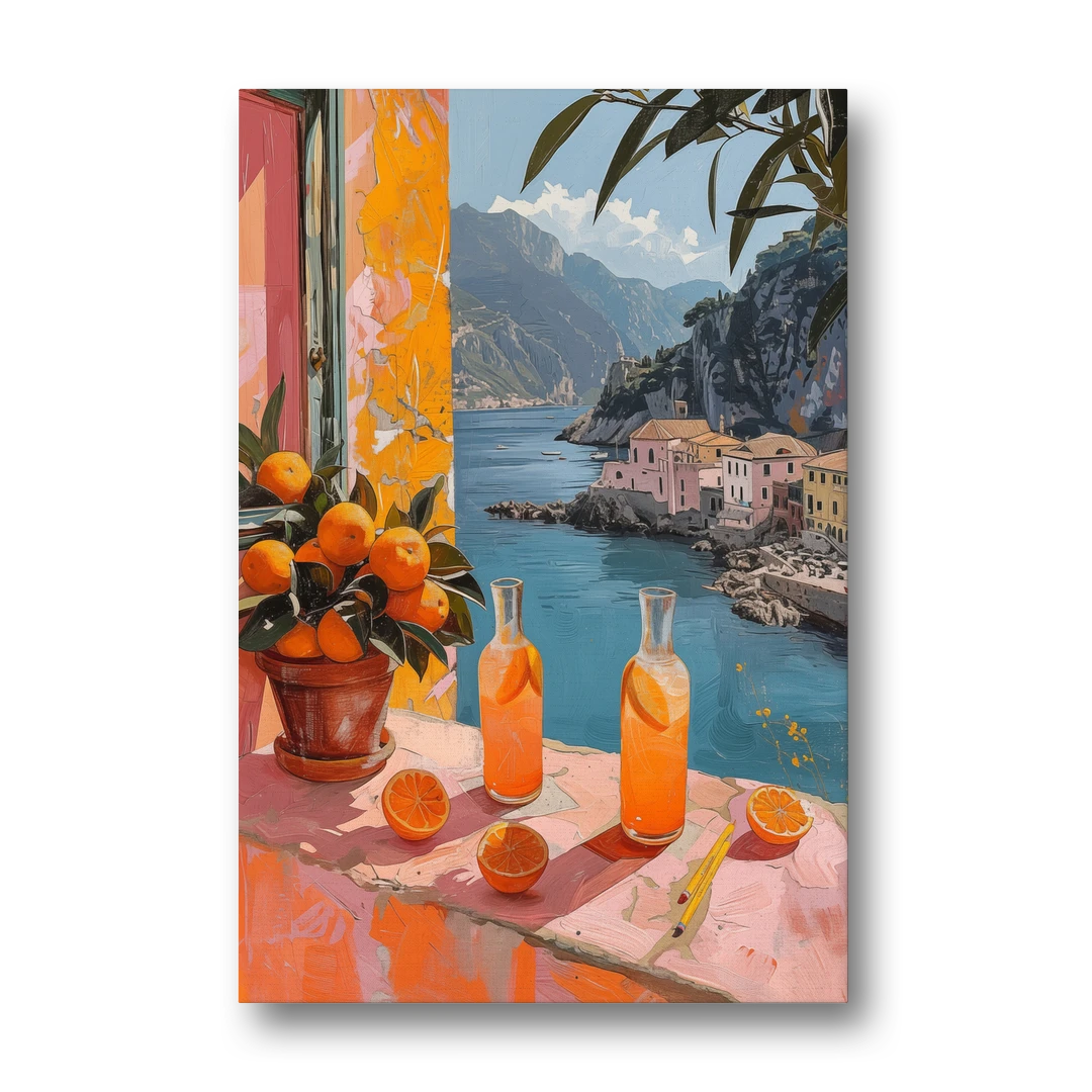 Spritz Painting at a Seaside Window - Canvas Wall Art - Front