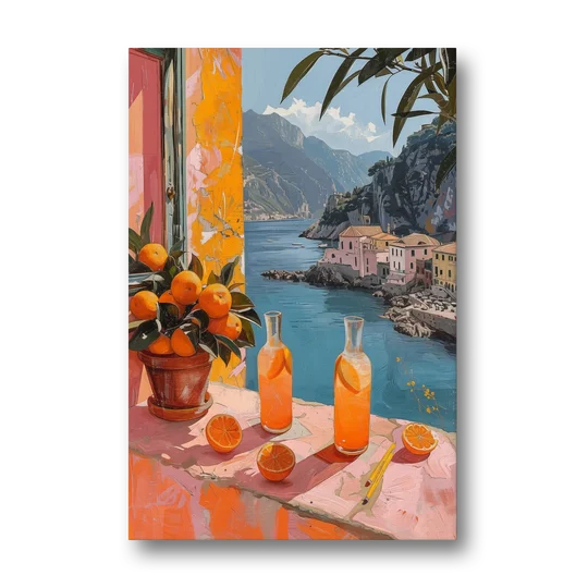 Spritz Painting at a Seaside Window - Canvas Wall Art - Front