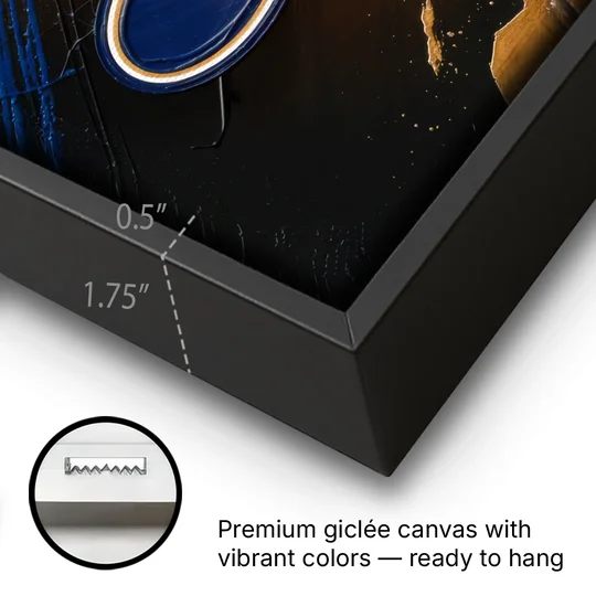 St. Louis Blues Hockey Theme - Black Framed Canvas Wall Art - Gallery Wrap Corner