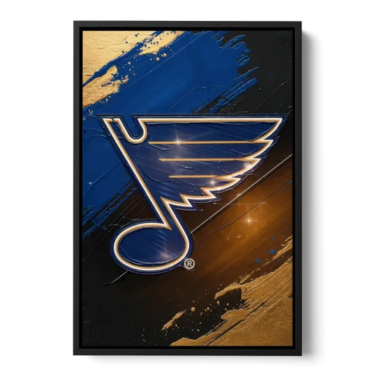 St. Louis Blues Hockey Theme - Black Framed Canvas Wall Art - Front