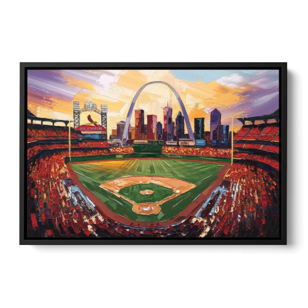 St. Louis Cardinals Busch Stadium - Black Framed Canvas Wall Art - Front