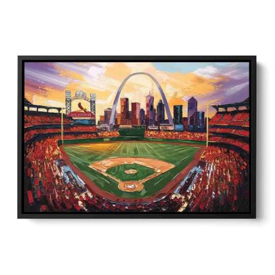 St. Louis Cardinals Busch Stadium - Black Framed Canvas Wall Art - Front