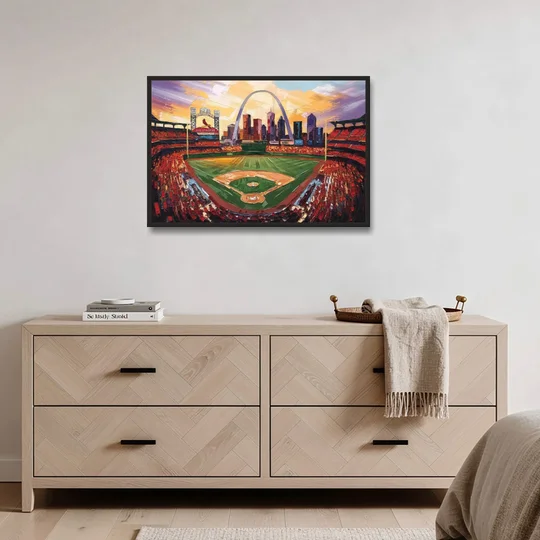 St. Louis Cardinals Busch Stadium - Black Framed Canvas Wall Art - Coffee Table - 36x24