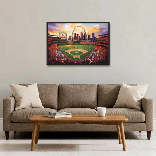 St. Louis Cardinals Busch Stadium - Black Framed Canvas Wall Art - Sofa - 36x24