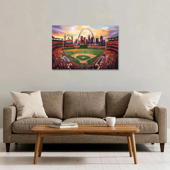 St. Louis Cardinals Busch Stadium - Canvas Wall Art - Sofa - 36x24