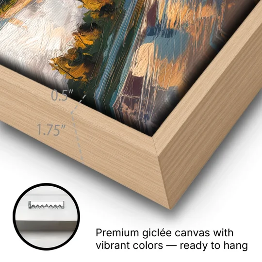 St. Louis Downtown Aerial View - Oak Framed Canvas Wall Art - Gallery Wrap Corner