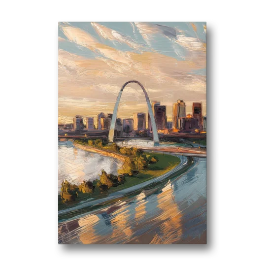 St. Louis Downtown Aerial View - Canvas Wall Art - Front