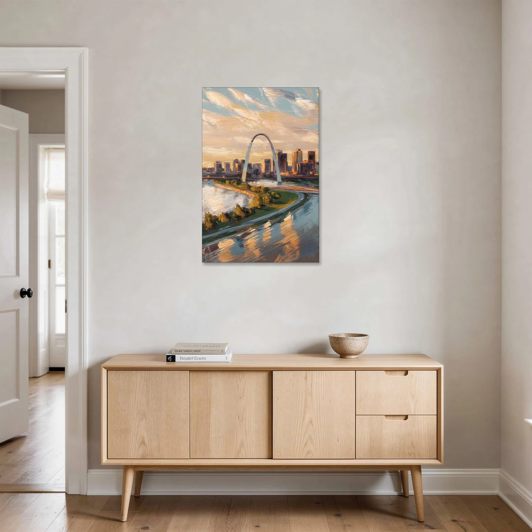 St. Louis Downtown Aerial View - Canvas Wall Art - Coffee Table - 24x36
